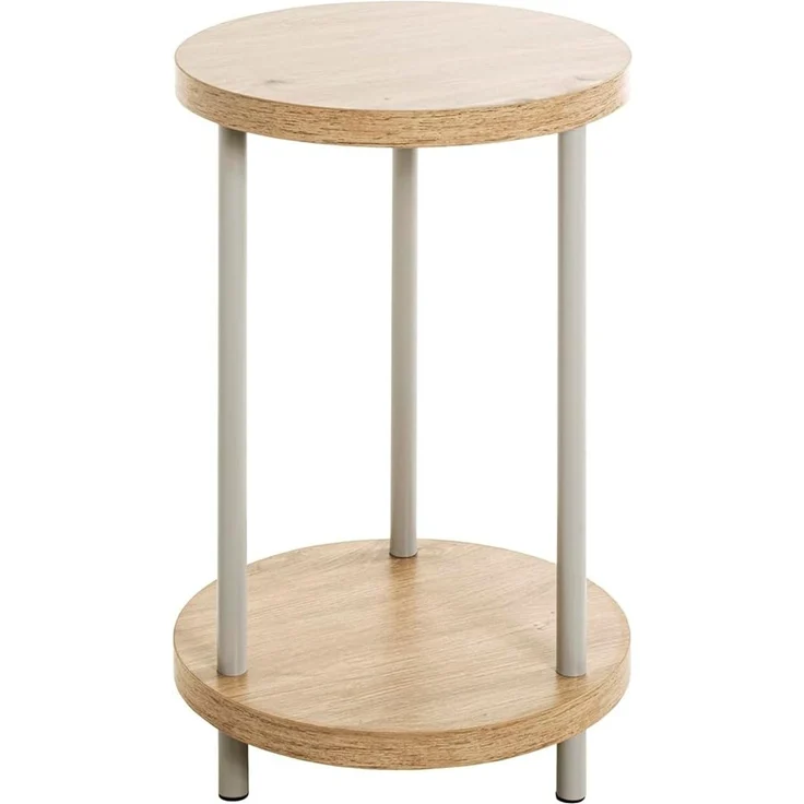 HAKU Möbel Beistelltisch Eiche, grau, MDF, Metall - Maße: H 50 cm x Ø 30 cm, Style: Modern – Bild 4