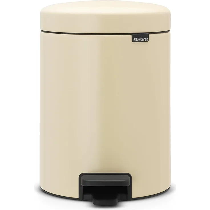 Brabantia Tret-Mülleimer mit Inneneimer aus Kunststoff, stahl, almond, 5 l