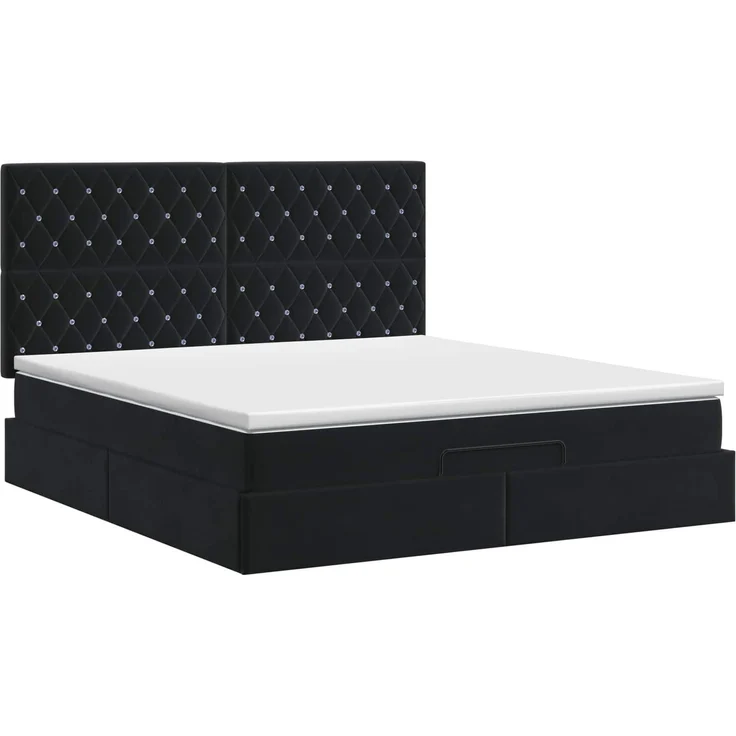 vidaXL Ottoman Bett mit Matratze Schwarz 140 x 200 cm Samt 3457655 – Bild 8