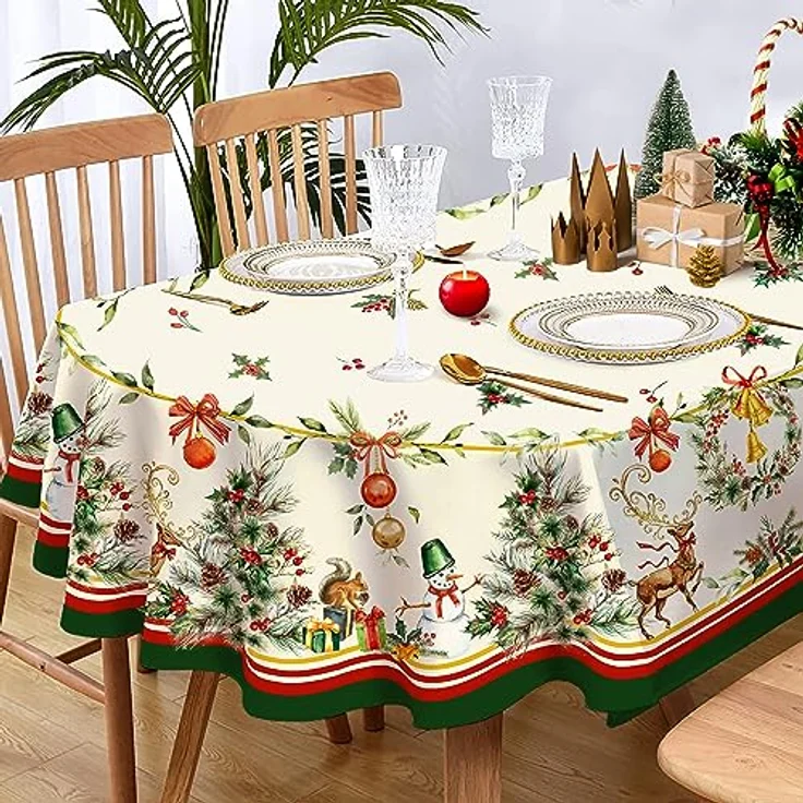 Yighty Ovale Weihnachtstischdecke, 152,4x213,4 cm – Bild 4