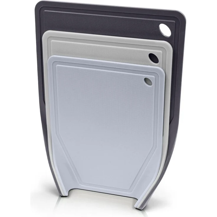 YourCasa Schneidebrett 3er Set - Trichterform & Saftrille - Rutschfest Spülmaschinenfest, (Set, 3 Schneidebretter, 25x34 cm, 22x29 cm, 20x25 cm), Saftrille, BPA frei, Trichterform – Bild 1