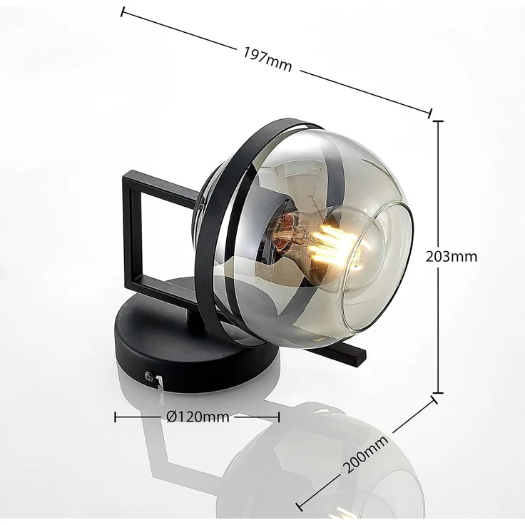 Lindby Wandleuchte Marinka, Metall, Schwarz IP20, 1 x 60 W – Bild 4