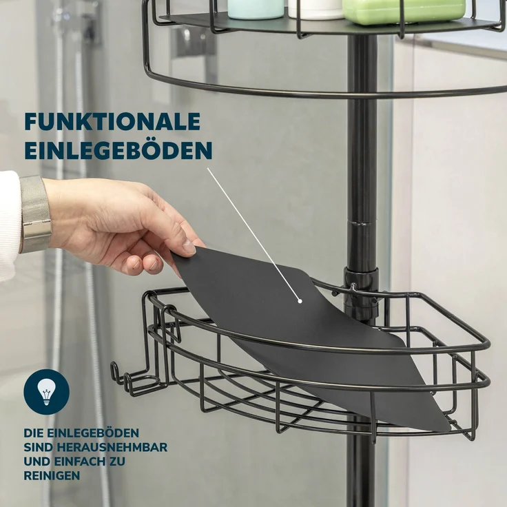 bremermann Teleskopregal Teleskop-Eckregal, 4 Körbe Duschregal bis max. ca. 290 cm – Bild 5