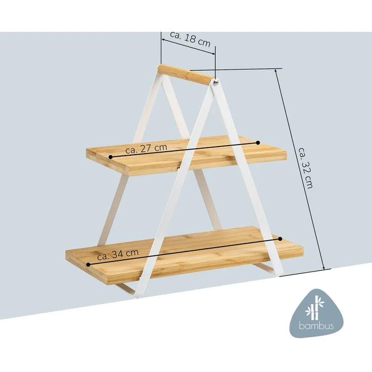 eluno Mehrzweckregal Etagere aus Bambus mit Metallgestell, Servierregal 2 Etagen, kein Set – Bild 7