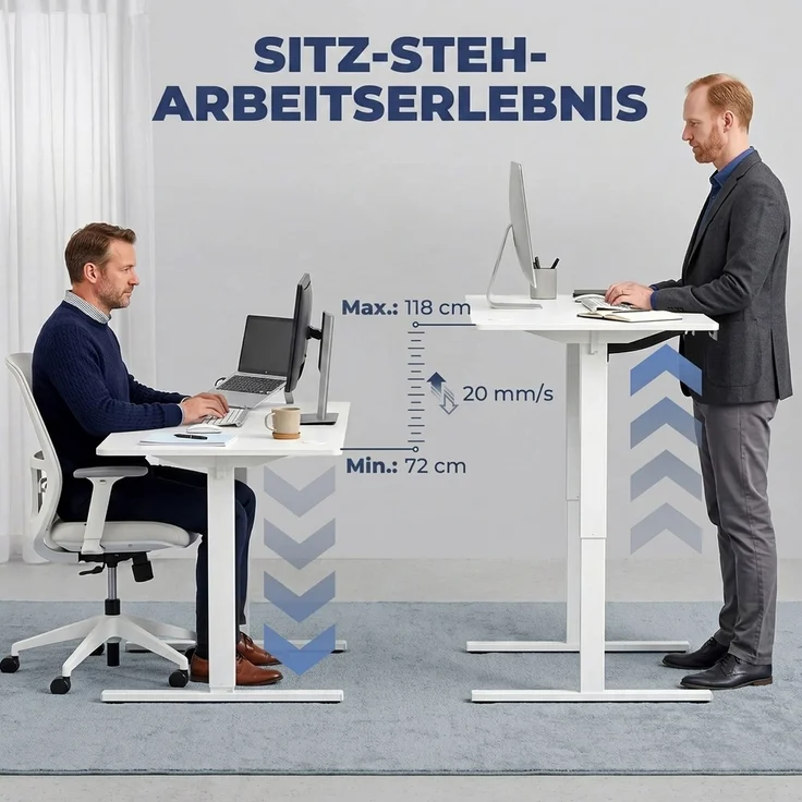 MELAYR, Höhenverstellbarer Schreibtisch Elektrisch 140 x 60 cm Weiß – Bild 6