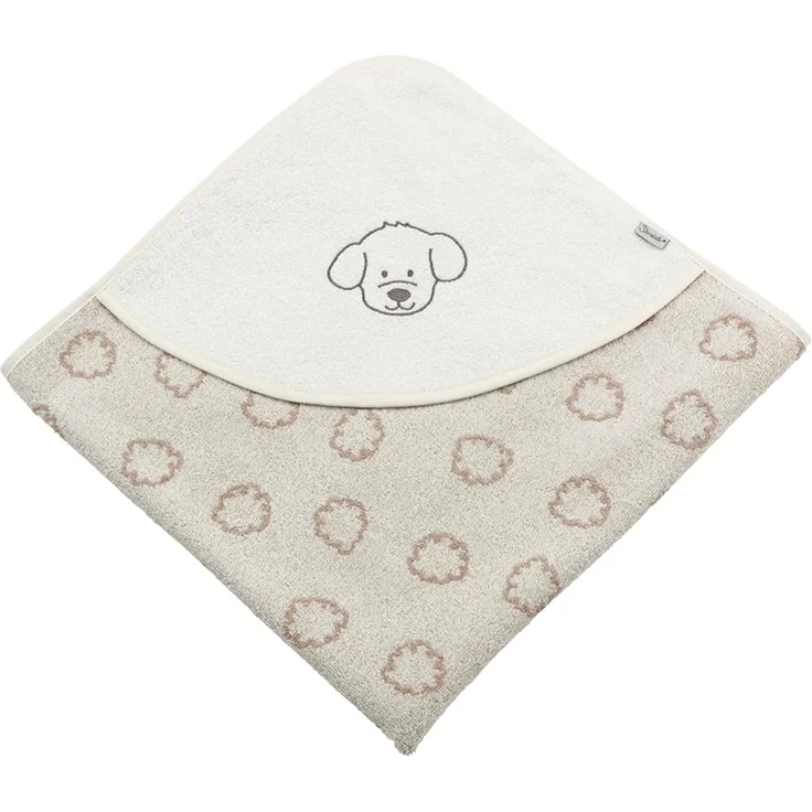 Sterntaler Kapuzenbadetuch 80x80 cm Hund Lucky - Badetuch mit Stickerei - Babyhandtuch mit Kapuze aus saugfähiger Baumwolle, Ecru – Bild 1