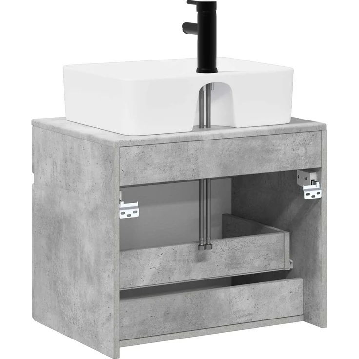 vidaXL Waschbeckenschrank Betongrau 59 x 44,5 x 50 cm Holzwerkstoff 3404293 – Bild 7