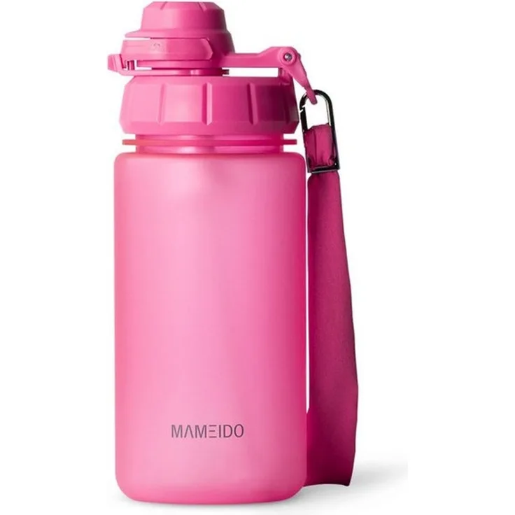 MAMEIDO Trinkflasche, mit 2-in-1 Deckel, Zeitmarkierung, Handschlaufe in 0,5l, 1l, 1,5l & 2l