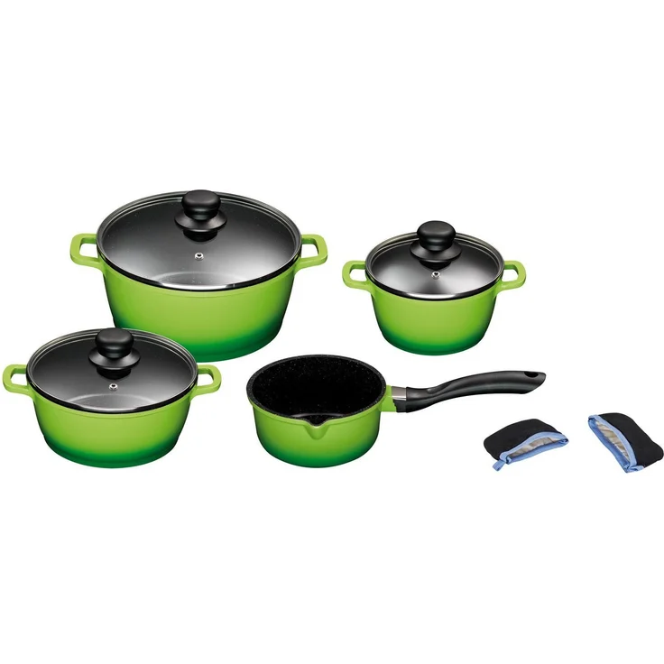 KING Topf-Set, Aluminiumguss (Set, 7-tlg, je 1 Kochtopf Ø 16/20/24 cm, 1x Stielkasserolle Ø 16 cm), Induktion – Bild 4