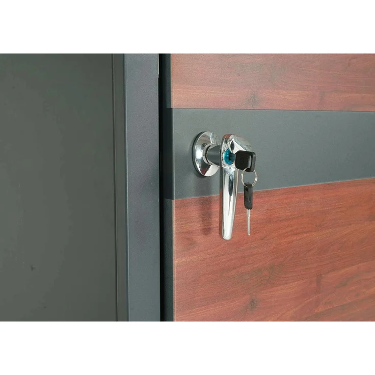 1er Mülltonnenverkleidung mit Pflanzkasten HWC-J82, erweiterbar, Metall 37kg, anthrazit ~ Kirsche-Holzoptik dunkelbraun – Bild 5