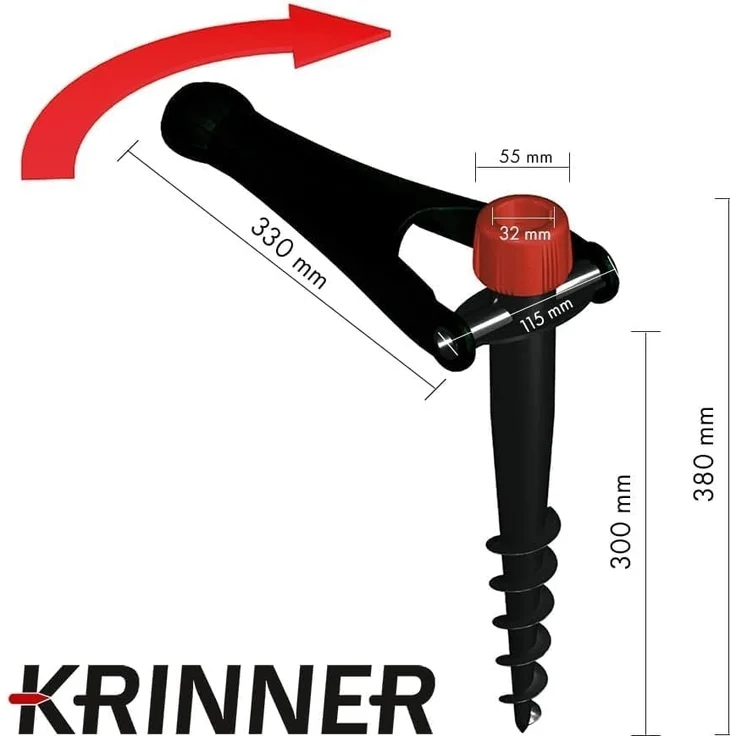 Krinner Vario Drill Sonnenschirmständer Sonnenschirmhalter Bodendübel schwarz für Strand Erde Wiese Garten Freizeit und Camping Made in Germany, 20006 – Bild 3