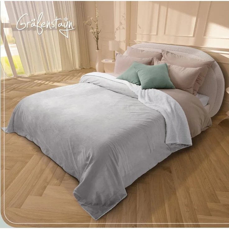 Wohndecke in Lammfell-Optik Kuscheldecke weich & flauschig - Sherpa Fleecedecke, Gräfenstayn, Warme Wolldecke & Sofaüberwurf Tagesdecke für Couch & Sofa – Bild 2