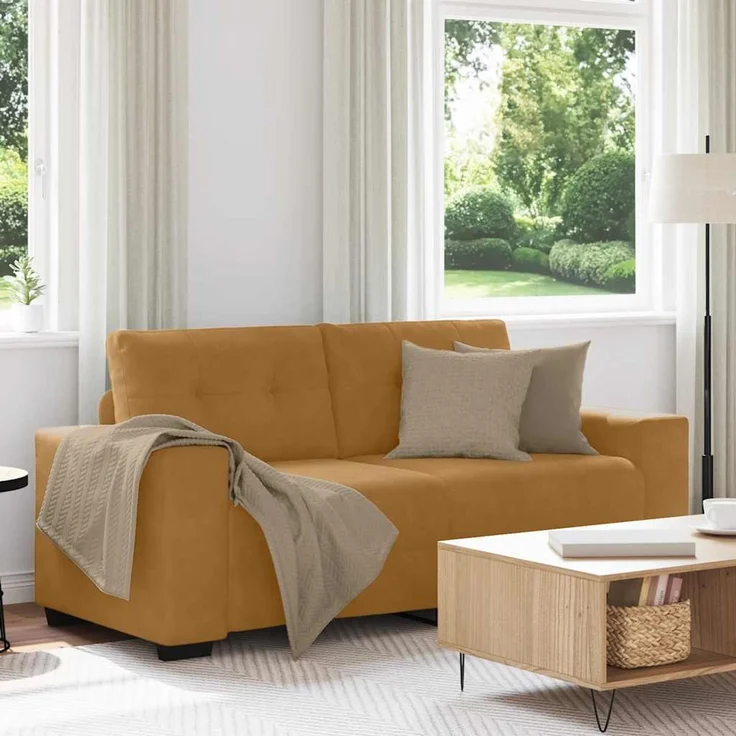vidaXL Zweisitzer-Sofa Braun 180x77x82 cm Samt 4105129 – Bild 1