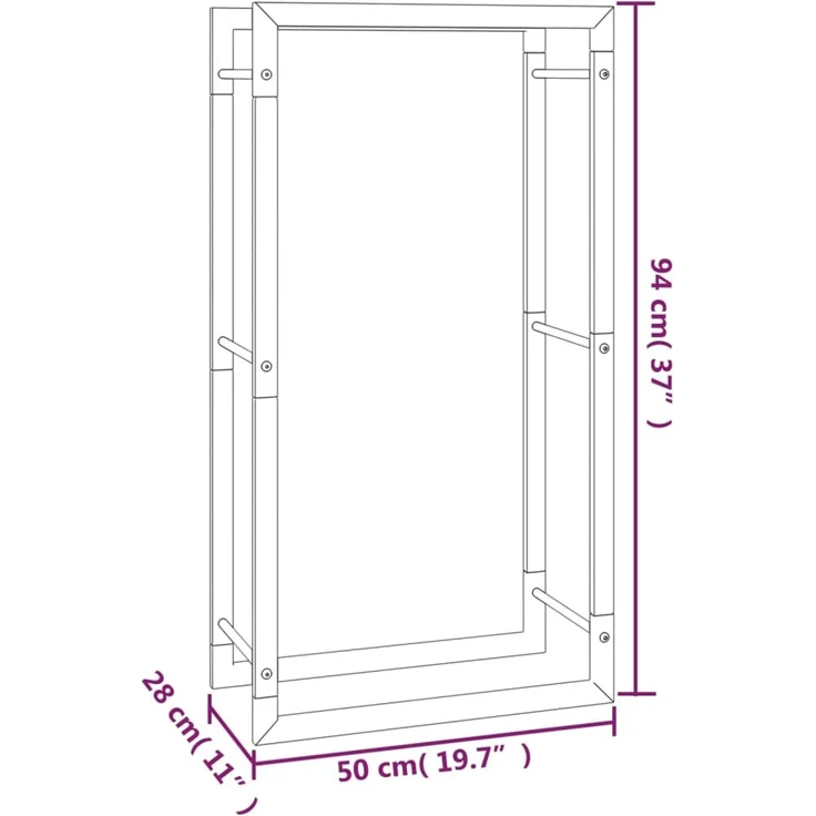 vidaXL Brennholzregal Mattschwarz 50x28x94 cm Stahl 350305 – Bild 5