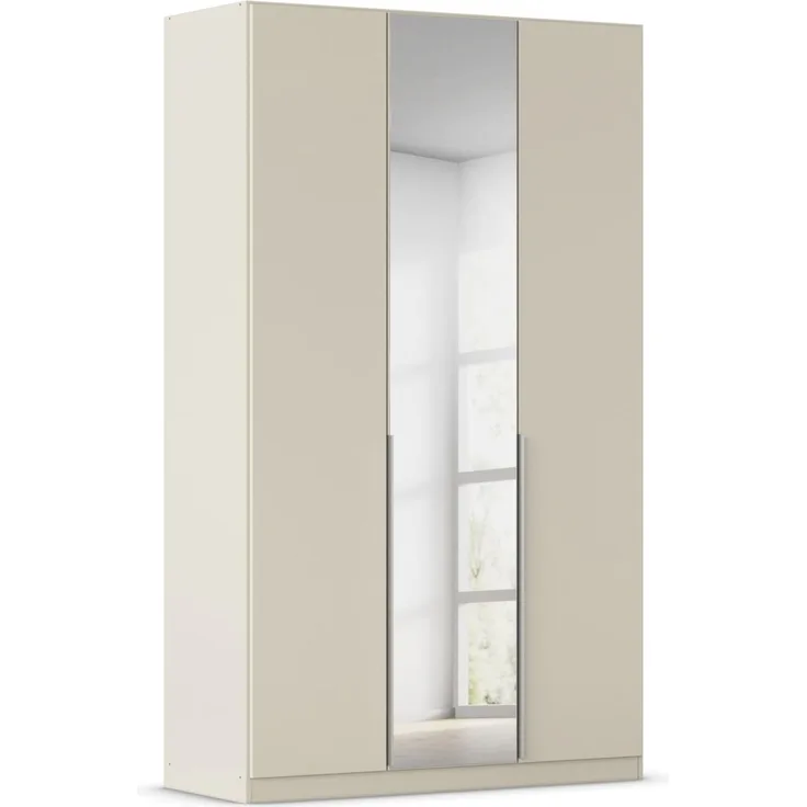 Rauch Möbel Alabama, Kleiderschrank für Schlafzimmer, Kinderzimmer, Wohnzimmer, Garderobe, Flur, 3-türig, Spiegel mit Zubehör Basic, Farbe Beige, Breite 136 cm