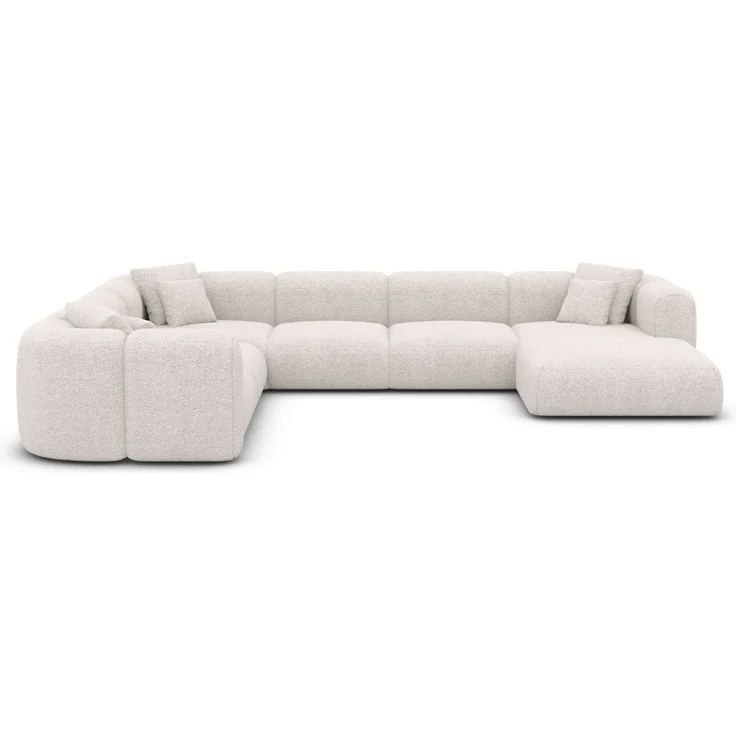 Polster Wohnlandschaft Venturia XXL U-Form - Bouclestoff - Weiß - Rechts – Bild 1