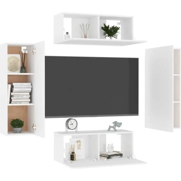 vidaXL 4-tlg. TV-Schrank-Set Weiß Spanplatte [3078666]