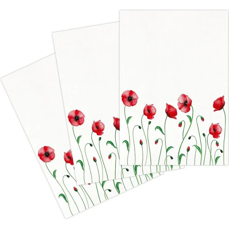 Kracht Geschirrtuch Mohnblume, (Set, 3-tlg, Set), 3er Pack Geschirrtücher (3 Stück), ca. 50 x 70 cm, Halbleinen bedruckt – Bild 1