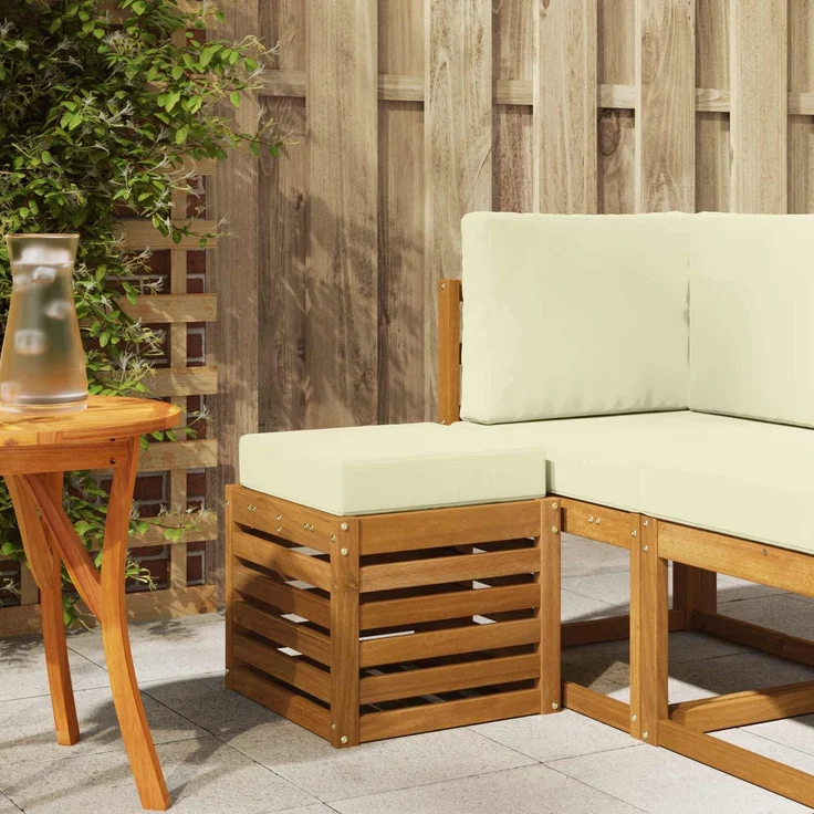 vidaXL Outdoor Hocker Bank Massivholz Akazie Natur 900676 – Bild 1