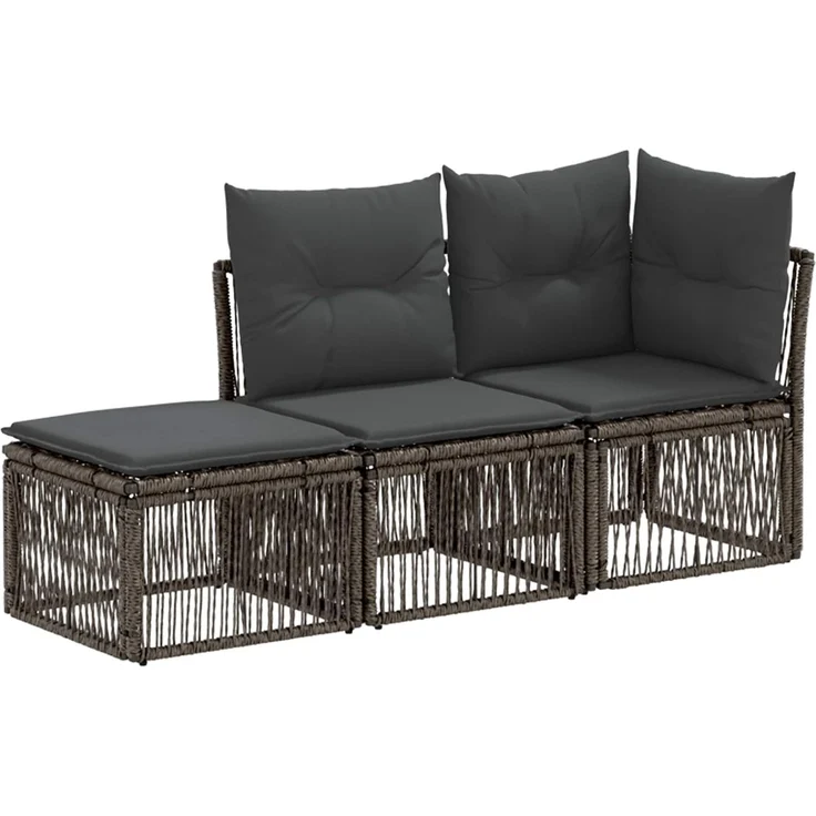 vidaXL Gartensofa-set 3 stk. 3-Sitzanzahl Grau Poly-Rattan 3434177 – Bild 2