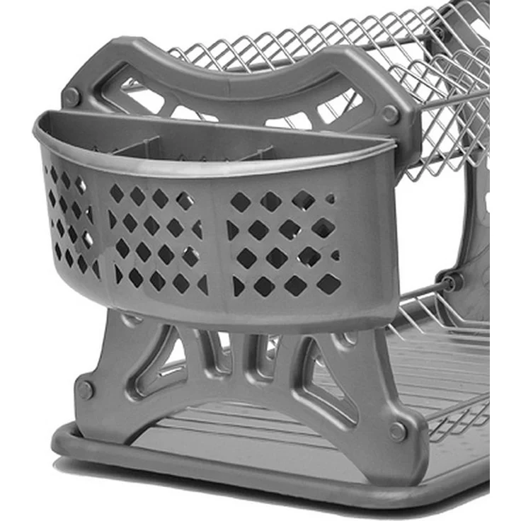 DanDiBo Abtropfgestell Geschirr 2 Etagen Abtropfständer 72424 Abtropfkorb Abtropfgitter Abtropfschale Tellertrockner mit Untersetzer und Besteckkorb – Bild 2