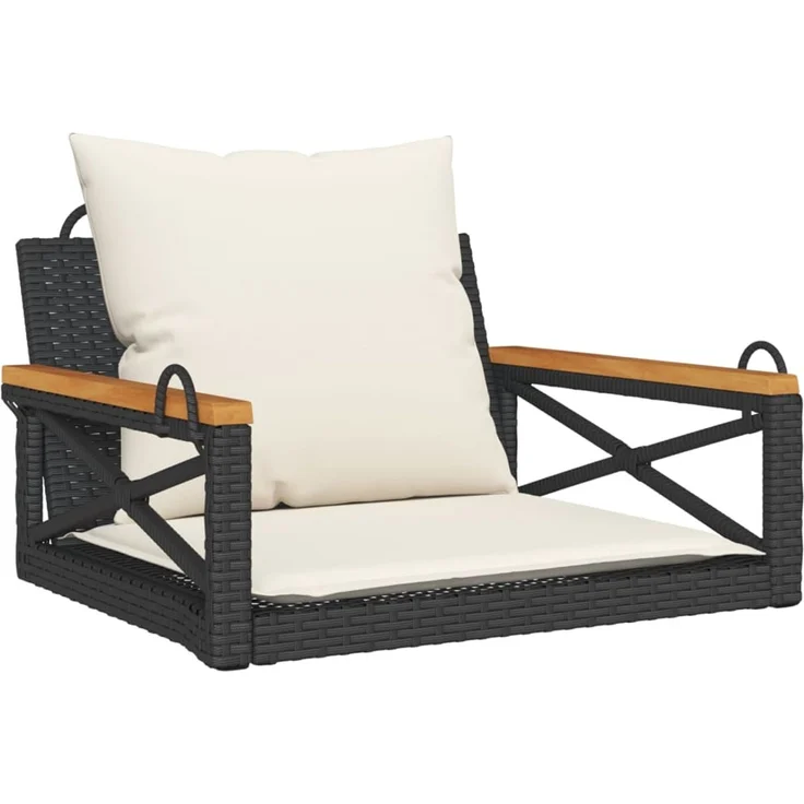 vidaXL Hängesessel mit Kissen Schwarz 63x62x40 cm Poly Rattan 368173 – Bild 2
