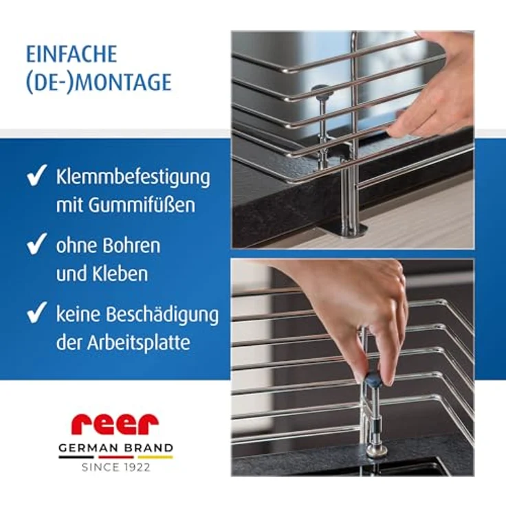 Reer Herdschutzgitter CLASSIC zum Klemmen aus Edelstahl, extra sicher, für 99% aller Küchen geeignet, silber – Bild 6