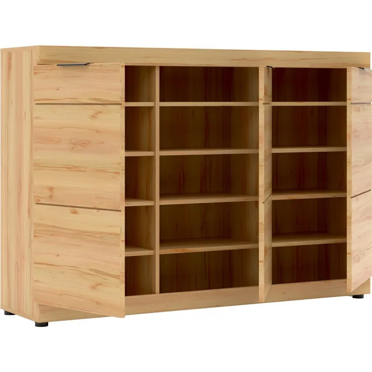XORA 'OHIO' XL-Schuhkommode, MDF Wildbuche, 150 x 105 x 40 cm, mit Softclose, Platz für 30 Paar Schuhe