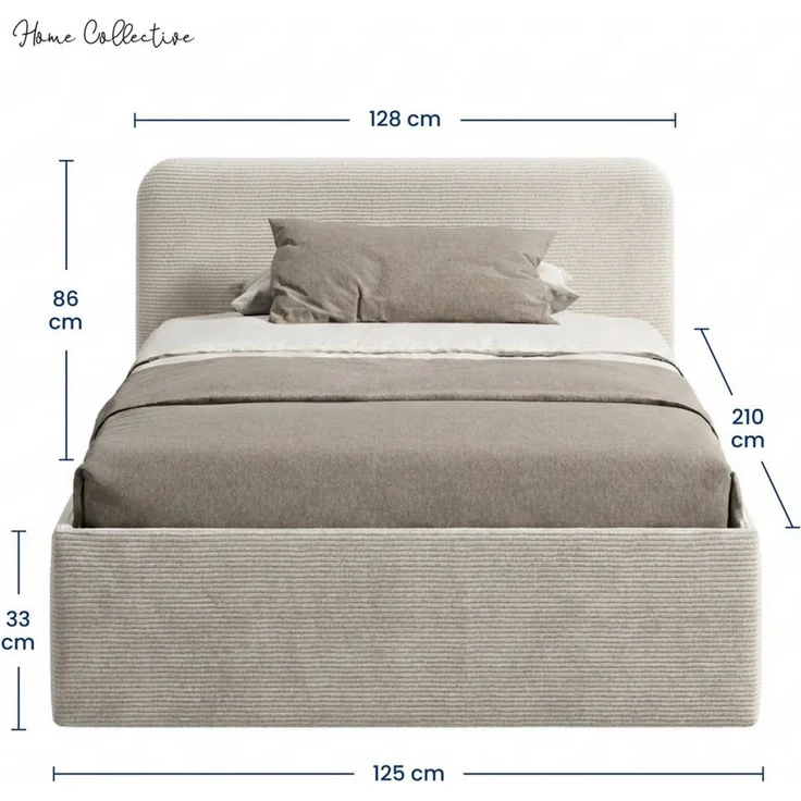 Home Collective Polsterbett Bett mit Stauraum, verstellbarem Lattenrost, viele Größen (Größen: 100x200 120x200 140x200 160x200 180x200 200x200, hochwertiger Kordstoff, made in Germany), wählbare Matratze Federkern oder Kaltschaum, Hellbeige – Bild 4