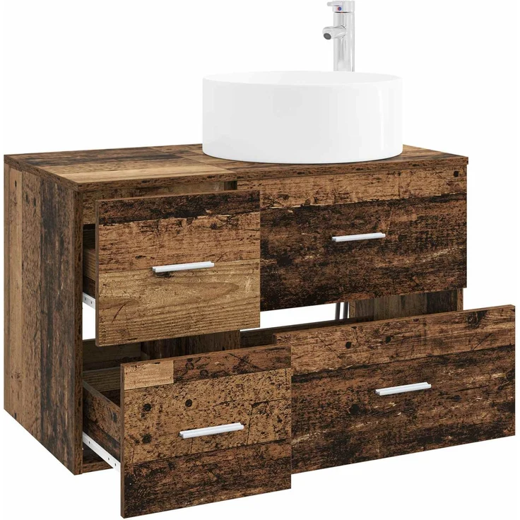 vidaXL Badezimmerschrank-Set 2 stk. Altholz 79,5 x 44,5 x 80 cm 3404014 – Bild 3