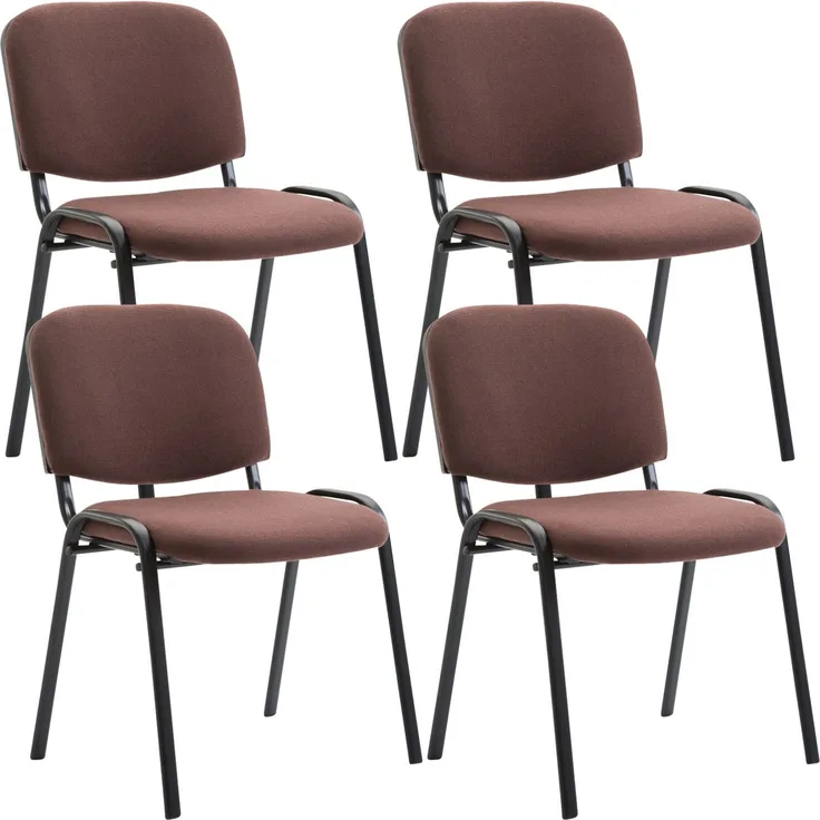 4er Set Besucherstuhl ZAGREB - Stoff Braun 53x53x83 cm | Besucherstühle Konferenzstuhl Wartezimmerstuhl Bürostühle Bürostuhl Konferenzraum Wartezimmer
