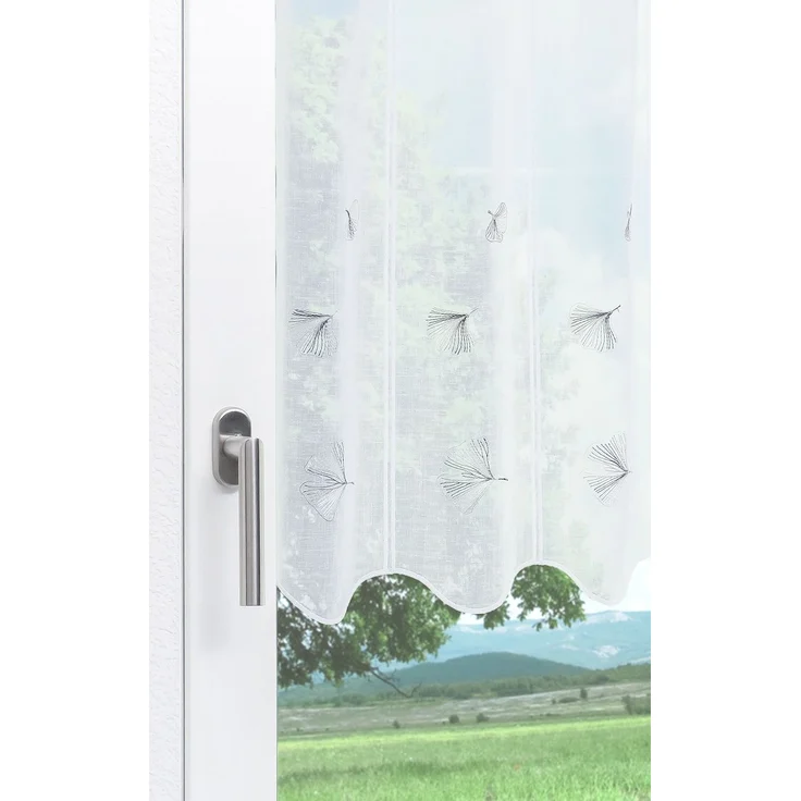 Scheibengardine Lysel - Ginkgoblatt (Bx H) 128cm * 60cm Grau/Grau – Bild 4