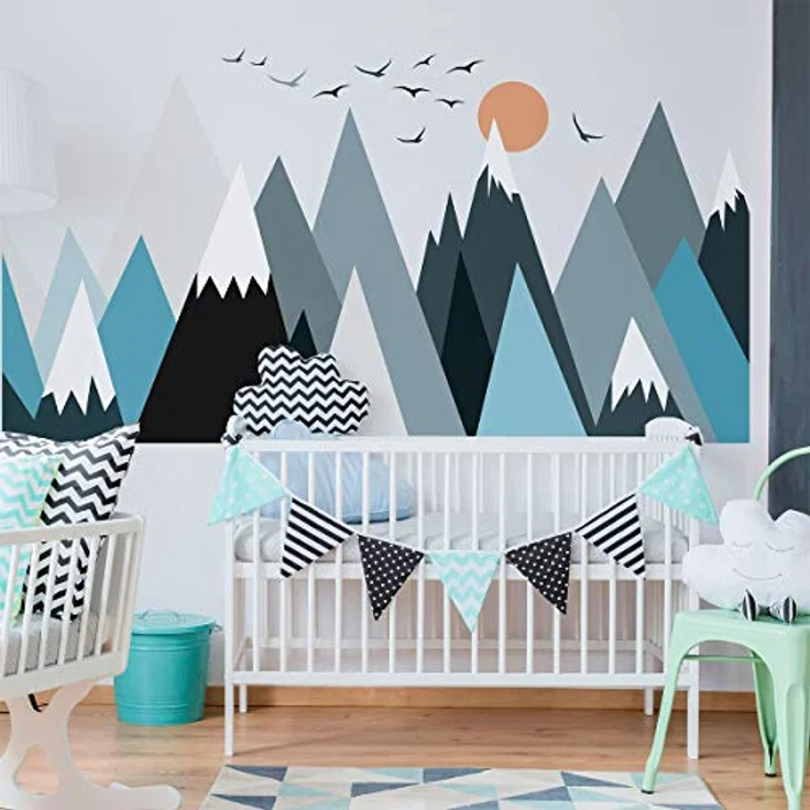 Ambiance-Aufkleber Skandinavische Parka Mountains Wandtattoos, DIY-Wohnkultur, abziehbare Aufkleber zum Abziehen und Aufkleben, wasserdichte und selbstklebende Wandkunst - 60 x 115 cm – Bild 3