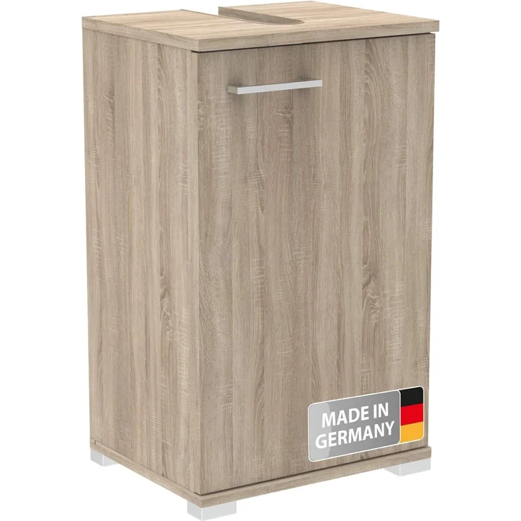 Fackelmann Easy Waschbeckenunterschrank 40cm Hellbraun/Dekor Sonoma Eiche – Stilvoll & praktisch mit viel Stauraum, Flexibler Türanschlag, inkl. Füße – Made in Germany