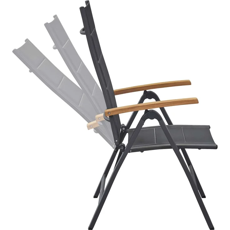 UNICAMO Klappstuhl, mit Teak Armlehnen, Sitz & Rückenlehne Textil – Bild 4