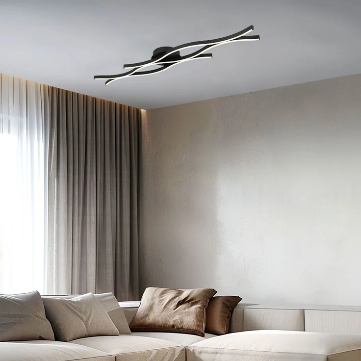 LED Deckenleuchte, gewellt, schwarz, L 108 cm – Bild 4