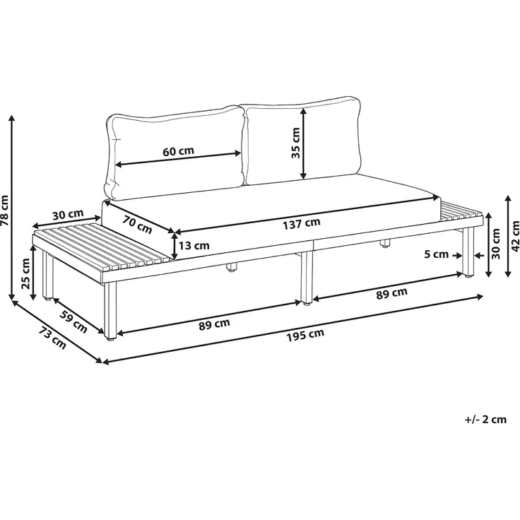 Gartensofa 2-Sitzer FIVIZZANO Akazienholz Beige – Bild 3