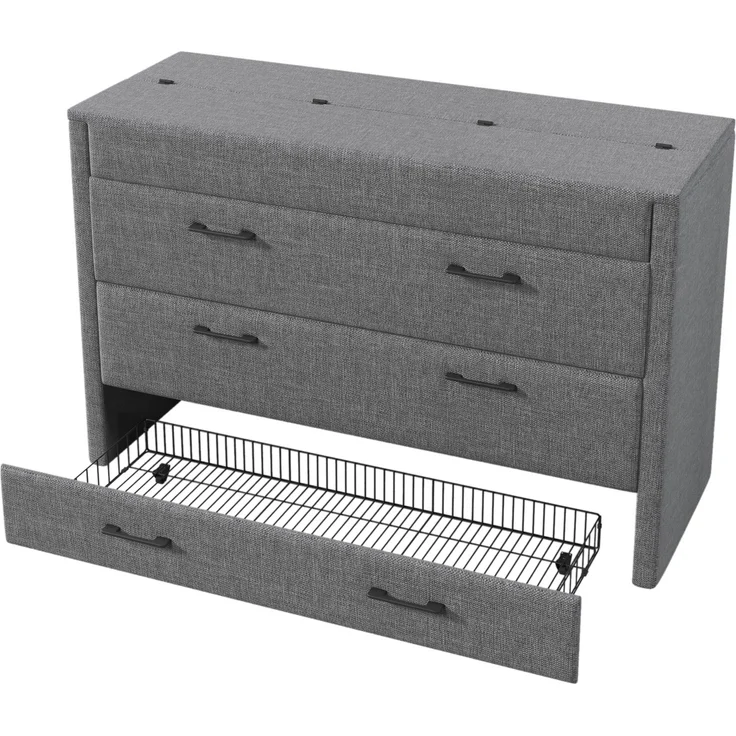 Schrankbett 140×200 cm mit USB, Typ-C und Schublade, Grau, ohne Matratze – Bild 7