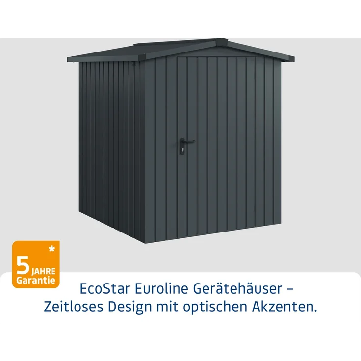 Hörmann Ecostar Metall-Gerätehaus "Euroline Trend" mit Satteldach ESD 2, anthrazitgrau, 166 x 166 cm,1-flüglige Tür – Bild 2