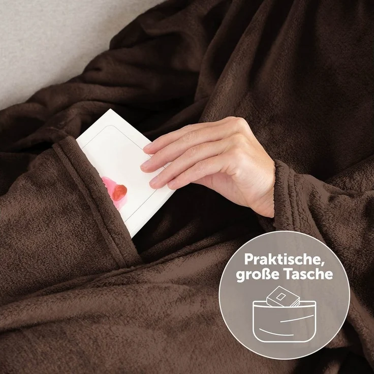 Wohndecke Kuscheldecke mit Ärmeln und Fußtasche, Blumtal – Bild 2