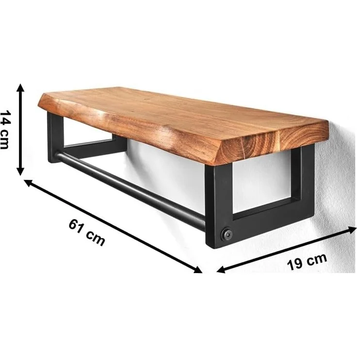 Kobolo Garderobenständer Garderobe Wandregal Wandgarderobe Metall und Holz – Bild 2