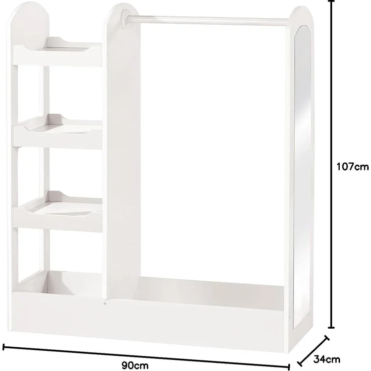 roba Garderobe - Kleiderständer - Regal - Kleiderstange - Spiegel - Holz - Weiß lackiert – Bild 7