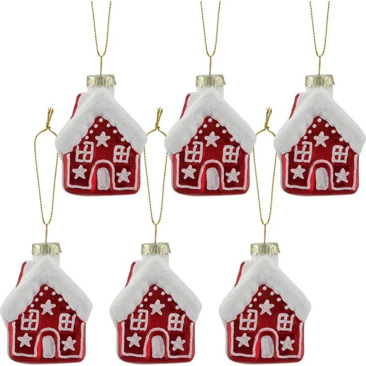 LeGer Home by Lena Gercke Christbaumschmuck Glashänger Lebkuchenhaus (6-tlg), mit Glitzereffekt