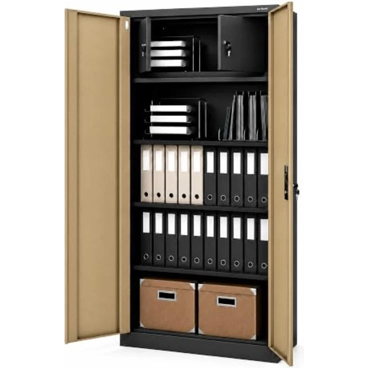 Jan Nowak Metallschrank abschließbar Aktenschrank Metall Büroschrank Ordnerschrank Archivschrank Stahlschrank mit Fachböden Schloss Stauraum für 48 Ordner Dokumente, 185 x 90 x 45 cm – Bild 7