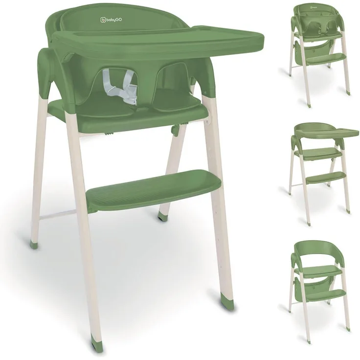 BabyGo Levels Hochstuhl inkl. Essbrett Khaki/white