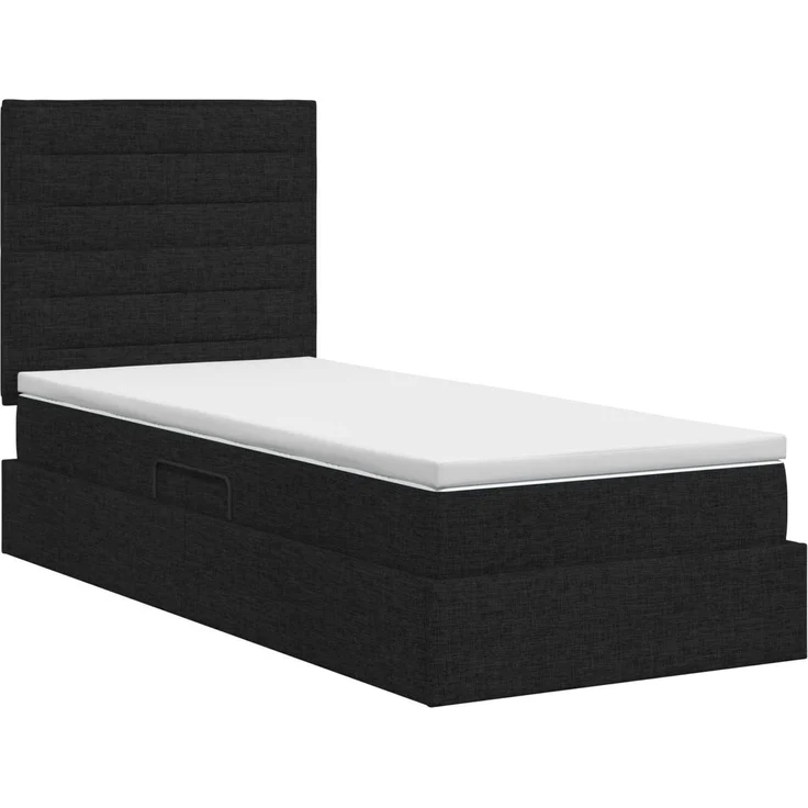 vidaXL Aufbewahrungsbett mit Matratze Schwarz 100 x 200 cm Stoff 3459422 – Bild 8