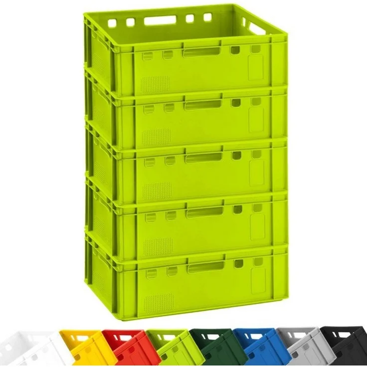 5x Fleischkiste E2 Fleischerkiste Eurobox 60x40x20cm lebensmittelecht, robust, stapelbar | Lagerkisten, Stapelkisten, Metzgerkiste Made in Germany – Bild 4