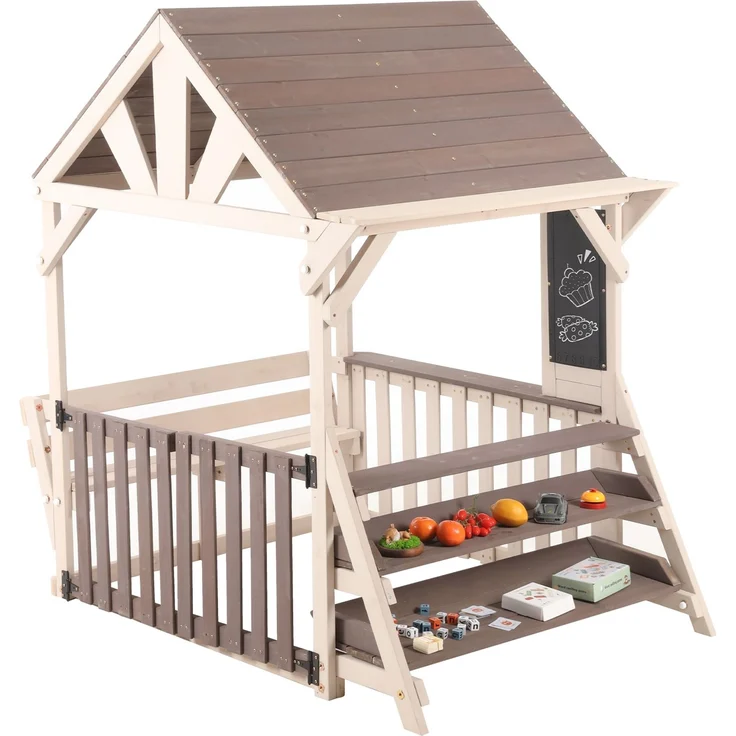 ZUBALIYA Geeignet für Kinder ab 3 Jahren, mit einem Mehrzweck-Pflanzen- und Spielzeugregal, 114.00 x 147.50 x 156.00 cm, fürs Kinderzimmer, Samt, Grau und Beige – Bild 2
