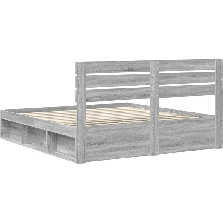 vidaXL Bettrahmen Graues Sonoma 200 x 200 cm Massives Kiefernholz 3411380 – Bild 8