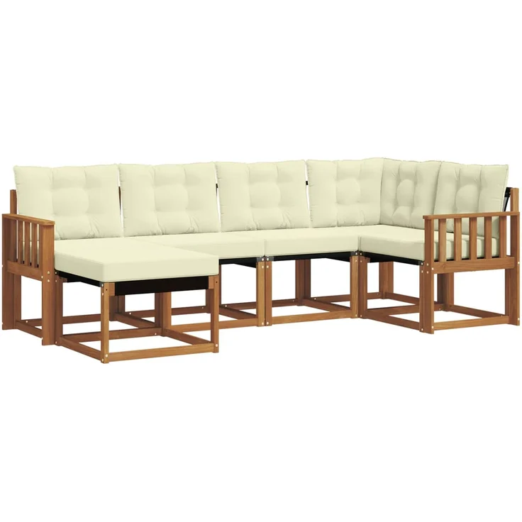 vidaXL Outdoor-Sofagarnitur 6 stk. 6-Sitzer Natur und Creme 3368829 – Bild 2